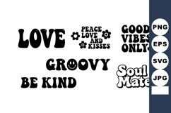 Retro Groovy Love Peace Vibes Typography Design Product Image 1