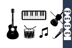 Musical Instrument Icons Guitar Piano Violin Drum Product Image 1
