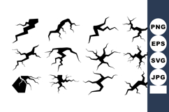 Black Cracked Ground Vector Illustrations Set Product Image 1