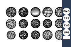 Set of Abstract Black White Wireframe Sphere Shapes Vector Product Image 1
