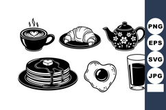 Breakfast Food Coffee Cup Croissant Pancakes Product Image 1