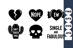 Broken Heart Nope Candy Cactus Skull Vector Product Image 1