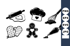 Baking Tools Accessories Chef Hat Gingerbread Mitts Vector Product Image 1