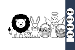 Lion Rabbit Angel Easter Basket Spring Celebration Vector Product Image 1