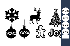 Christmas Holiday Black Silhouette Icons Vector Set Product Image 1