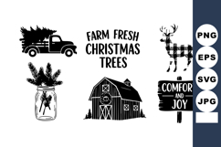 Rustic Farm Christmas Tree Silhouette Vector Product Image 1