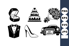 Elegant Wedding Icons Set Vector Illustration Product Image 1