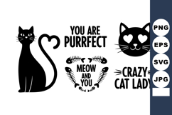 Black Cat Illustration Heart Tail Vector Design Product Image 1