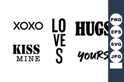 Romantic Words Typography Set Vector Illustration Product Image 1