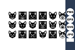 Black and White Dog Emoji Faces Vector Set Product Image 1