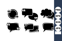 Black Quotation Mark Speech Bubble Icons Vector Product Image 1
