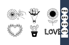 Floral Elements Heart Wreath Cactus Bouquet Vector Product Image 1