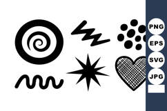 Set of Six Black Abstract Shapes Vector Product Image 1