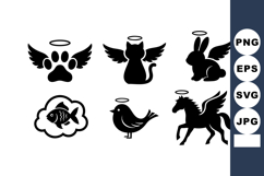 Winged Animal Icons With Halos Vector Illustration Product Image 1