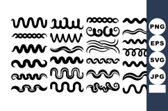 Black Hand Drawn Wave Line Decorative Elements Vector Product Image 1