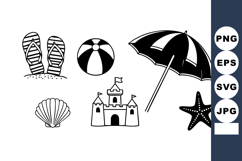 Summer Beach Items Vector Illustration Set Product Image 1