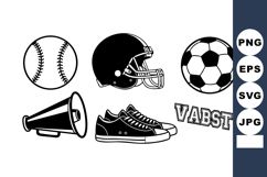Black White Sports Equipment Vector Illustration Product Image 1