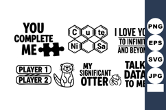 Cute Otter Puzzle Love Chemical Elements Vector Illustration Product Image 1