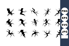 Set of Sixteen Black Cracked Ground Hole Shapes Vector Product Image 1