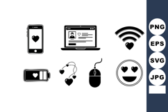 Love Technology Icons Vector Illustration Set Product Image 1