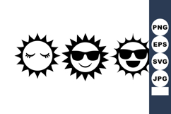 Sun Faces With Sunglasses Happy Summer Vector Product Image 1