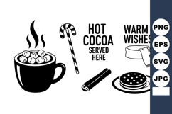 Hot Cocoa Cup Marshmallows Candy Cane Winter Vector Illustra Product Image 1