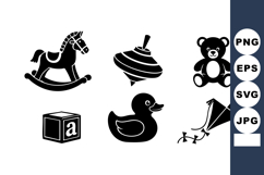 Classic Children Toys Silhouette Vector Set Product Image 1