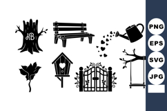 Garden Elements Tree Bench Watering Can Vector Product Image 1