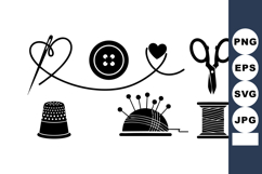 Sewing Tools Vector Illustration Needle Thread Button Product Image 1