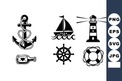 Nautical Marine Symbols Anchor Sailboat Lighthouse Product Image 1