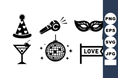 Party Celebration Icons Disco Ball Vector Product Image 1