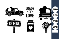 Vintage Pickup Truck with Heart Love Design Vector Product Image 1