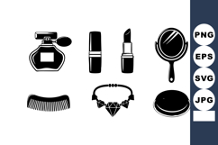 Black White Beauty Makeup Set Vector Illustration Product Image 1