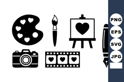 Art Tools Creative Icons Paintbrush Easel Vector Product Image 1