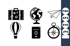 Travel Icons Vector Set Suitcase Globe Compass Product Image 1