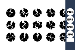 Cracked Circle Icons Set Broken Cracks Vector Product Image 1