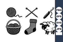 Knitting Yarn Needles Crochet Hook Sock Sheep Vector Product Image 1