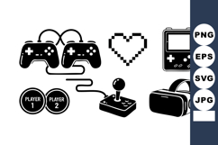 Retro Gaming Controllers Pixel Heart Vector Illustration Product Image 1