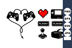 Video Game Controllers Joystick Pixel Heart Vector Illustrat Product Image 1