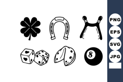 Lucky Symbols Clover Horseshoe Dice Vector Product Image 1
