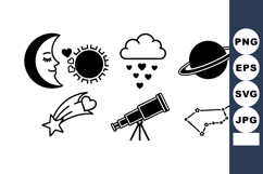 Celestial Moon Sun Cloud Star Vector Icons Product Image 1