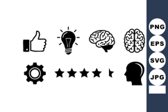 Business Icons Set Thumbs Up Light Bulb Brain Gear Star Rati Product Image 1