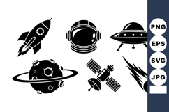 Space Icons Set Rocket Astronaut Helmet UFO Product Image 1