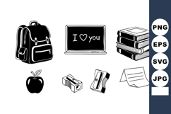 School Supplies Backpack Chalkboard Vector Product Image 1