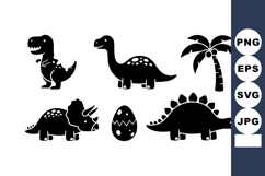 Dinosaur Silhouettes Palm Tree Egg Vector Product Image 1