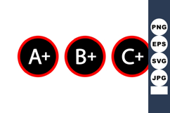 ABC Plus Grade Symbols Red Circle Vector Illustration Product Image 1