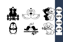 Animal Silhouettes Love Romance Vector Collection Product Image 1