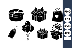 Gift Box Balloon Tag Shopping Bag Heart Ribbon Vector Product Image 1