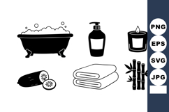 Bathroom Spa Set Bathtub Soap Candle Vector Product Image 1