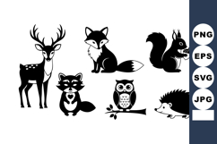Forest Animals Cartoon Style Deer Fox Raccoon Owl Product Image 1